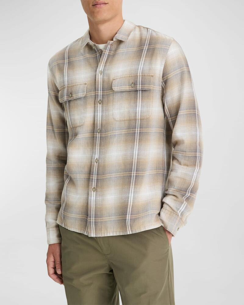 Vince Men's Saguaro Shadow Plaid Sport Shirt Cover