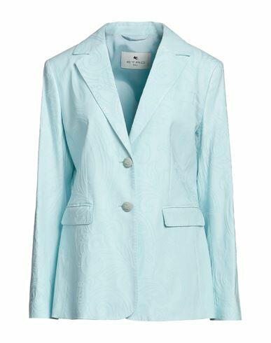 Etro Woman Blazer Sky blue Cotton, Viscose, Elastane Cover