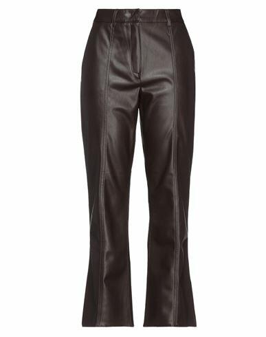 Sfizio Woman Pants Dark brown Polyurethane, Polyester Cover