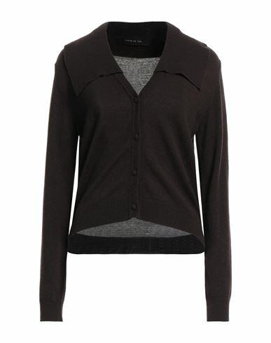 Federica Tosi Woman Cardigan Dark brown Wool, Cashmere Cover