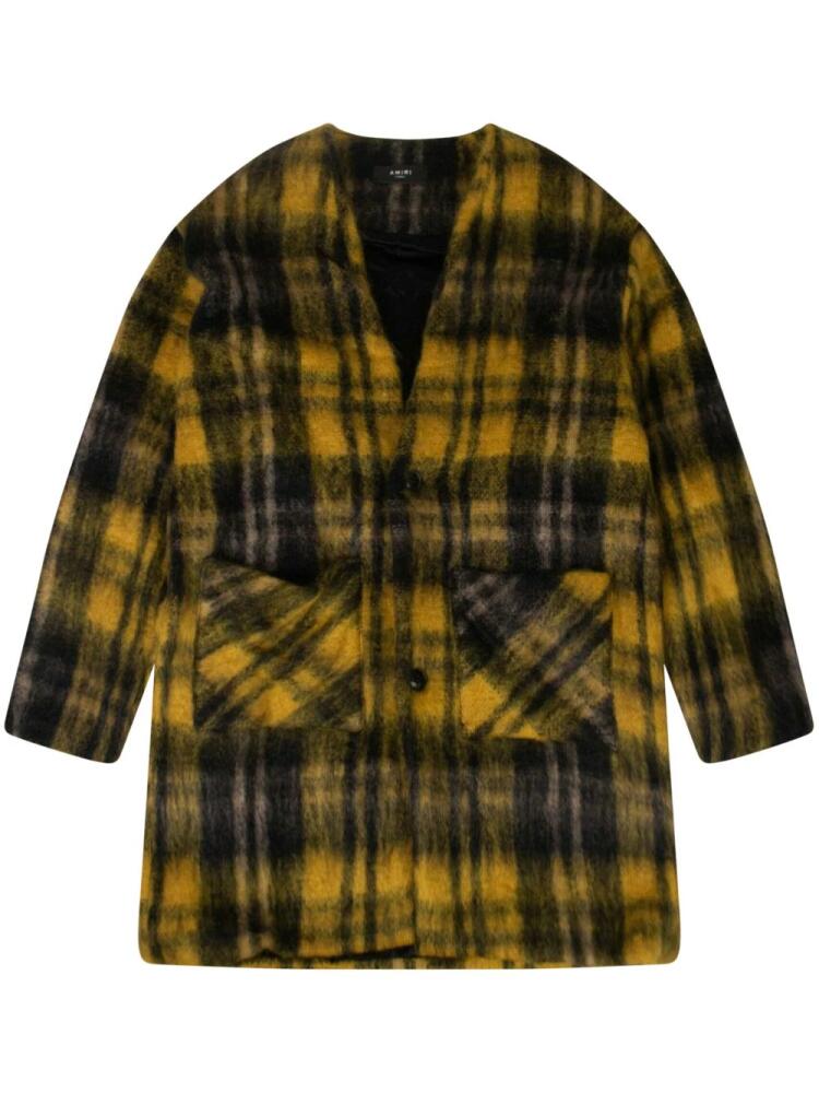 AMIRI plaid-check V-neck cardigan - Yellow Cover