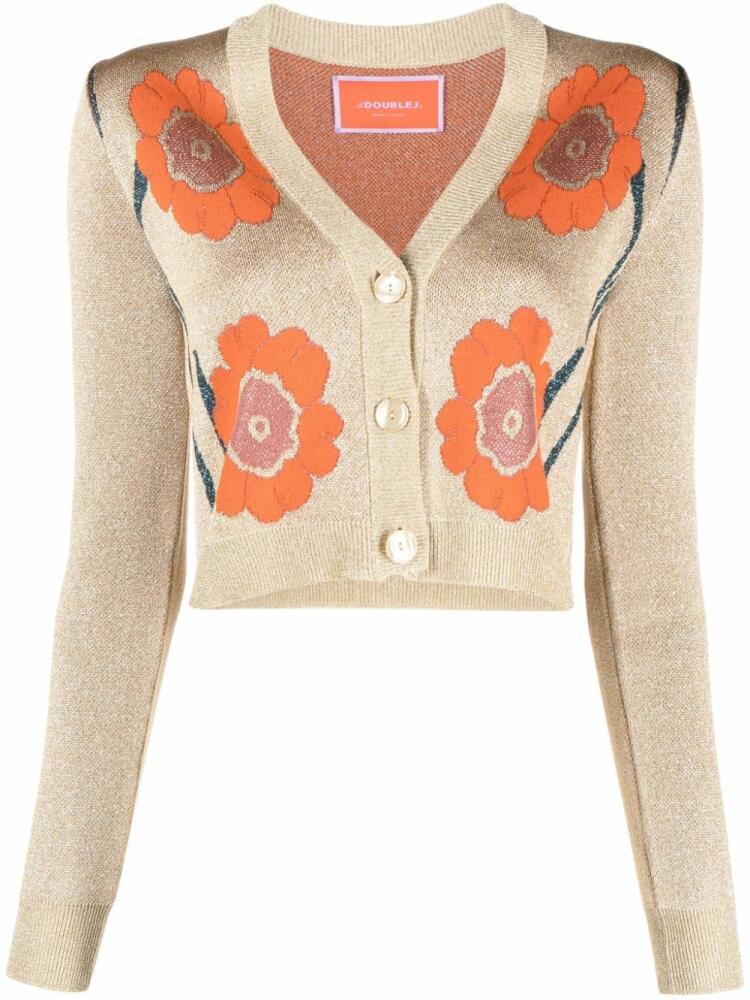 La DoubleJ Daisychain jacquard cropped cardigan - Gold Cover