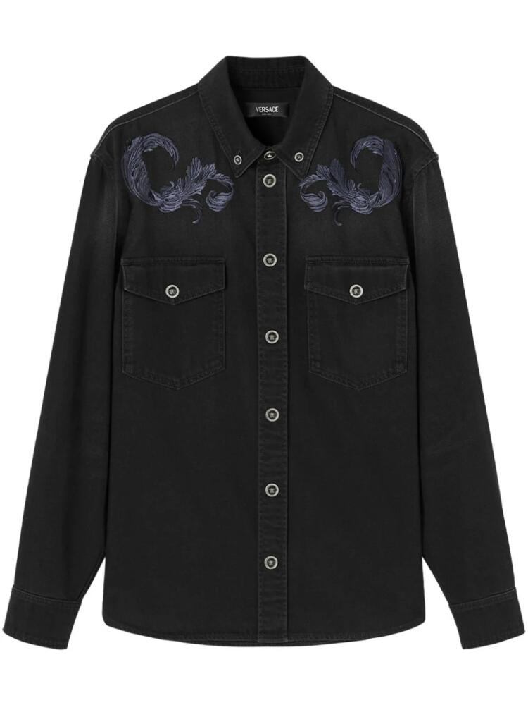 Versace Barocco embroidered denim overshirt - Black Cover