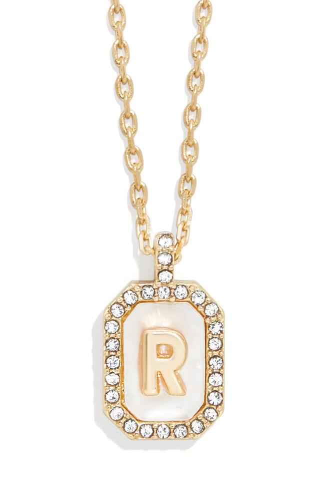 BaubleBar Initial Pendant Necklace in White R Cover