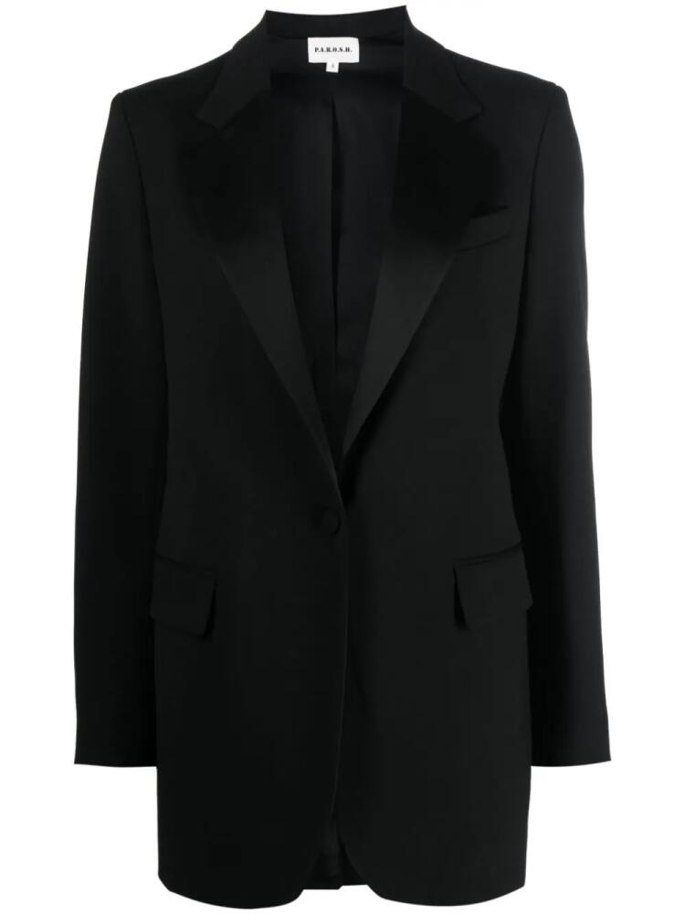 P.A.R.O.S.H. single-breasted satin-lapels blazer - Black Cover