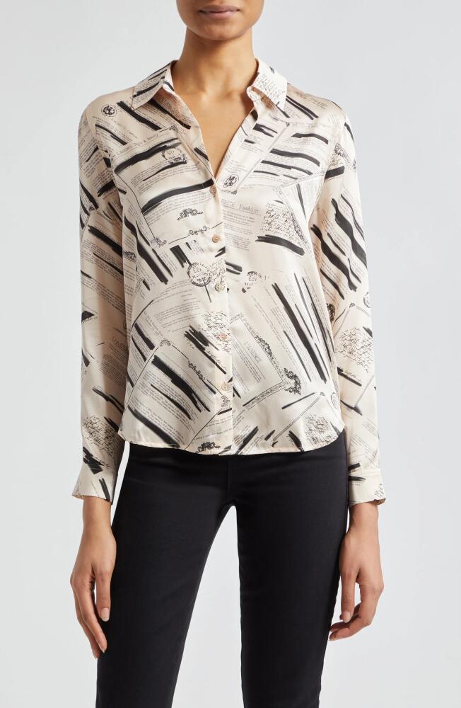 L'AGENCE Tyler Atelier Print Silk Shirt in Ecru/Black Cover