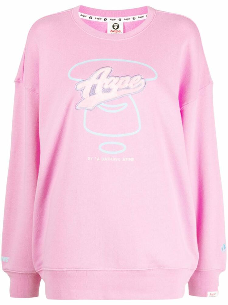 AAPE BY *A BATHING APE® logo-embroidered cotton sweatshirt - Pink Cover