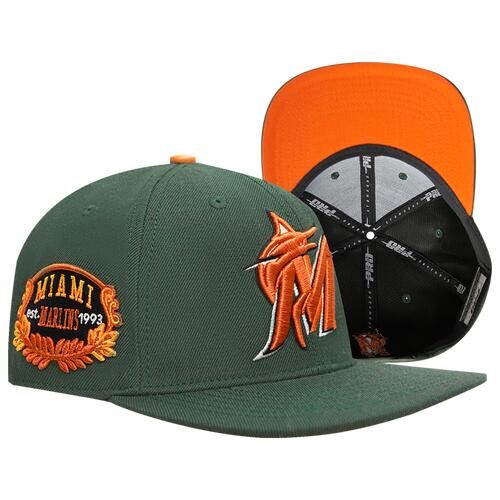 Pro Standard Marlins Spice Snapback Cap - Mens Olive Cover