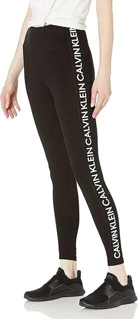 Calvin Klein Women's Premium Performance Double Waistband Moisture Wicking Legging (Standard and Plus) (White) Women's Clothing Cover