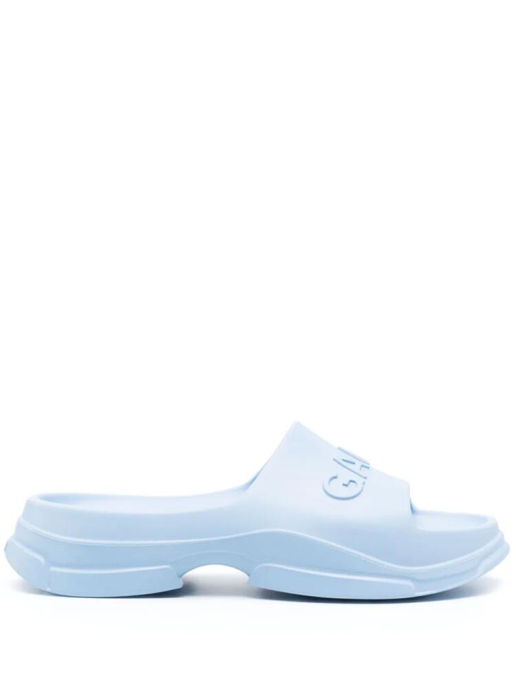 GANNI logo-embossed slides - Blue Cover