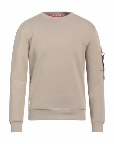 Alpha Industries Man Sweatshirt Beige Cotton, Polyester Cover