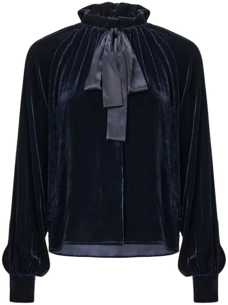 Shanghai Tang ruched velvet blouse - Black Cover