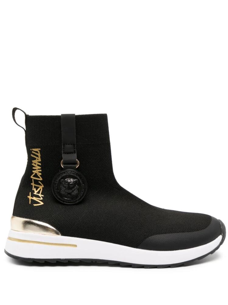 Just Cavalli logo-print sock-ankle sneakers - Black Cover