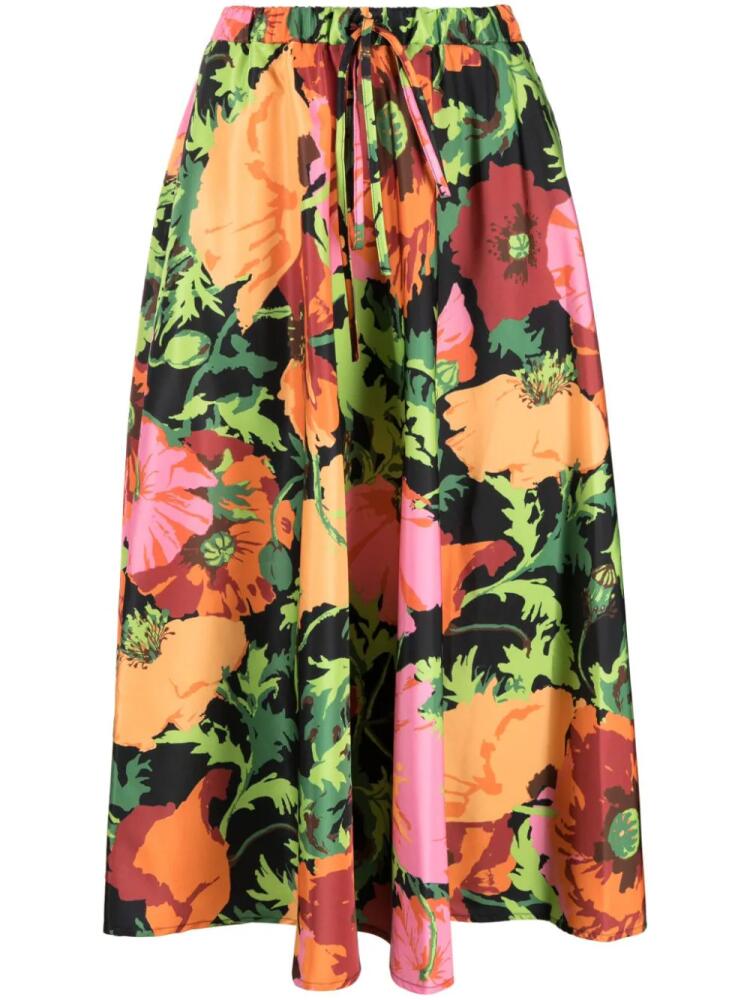 La DoubleJ floral-print midi skirt - Black Cover