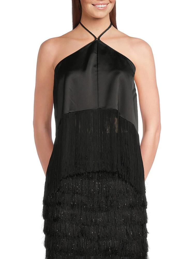 BCBGMAXAZRIA Women's Fringed Top - Noir Cover