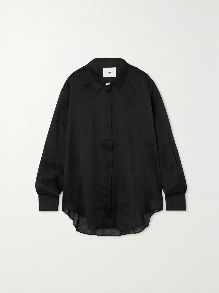 Aje - Intuition Oversized Linen And Silk-blend Organza Shirt - Black Cover