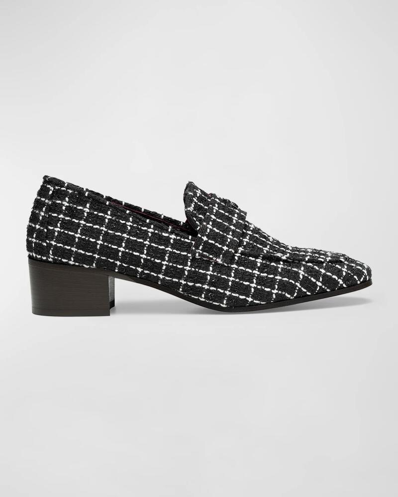 Bougeotte Tweed Medallion Heeled Loafers Cover