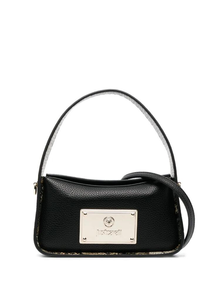 Just Cavalli logo-plaque pebbled crossbody bag - Black Cover