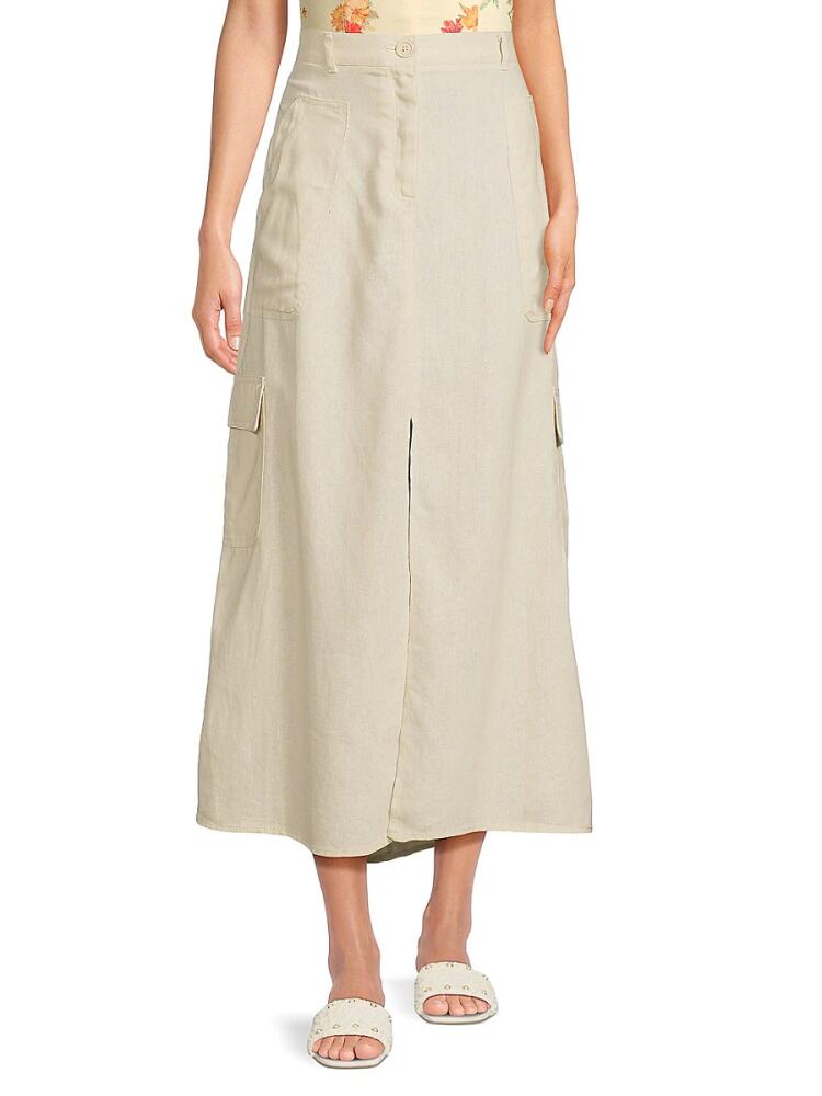 Max Studio Women's Linen Blend Maxi Skirt - Beige Cover