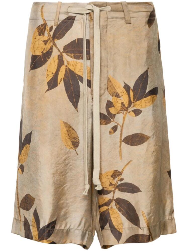 Uma Wang branches-print shorts - Neutrals Cover