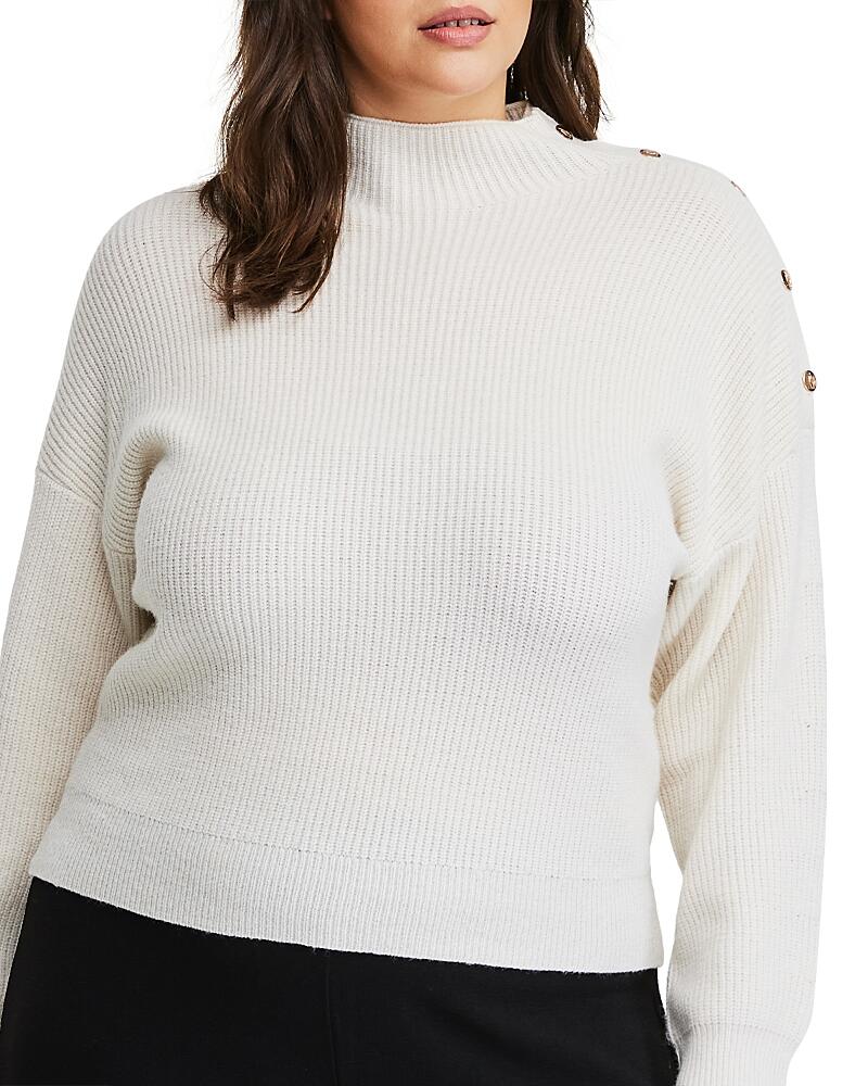 Estelle Plus Clovelly Button Trim Mock Neck Sweater Cover