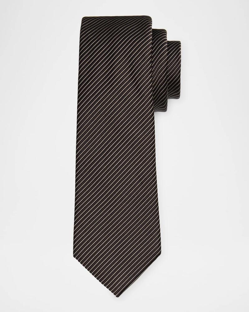 Giorgio Armani Men's Silk-Cotton Diagonal Weave Tie Cover