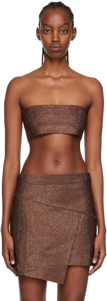 ANDREĀDAMO Brown Crystal-Cut Tank Top Cover