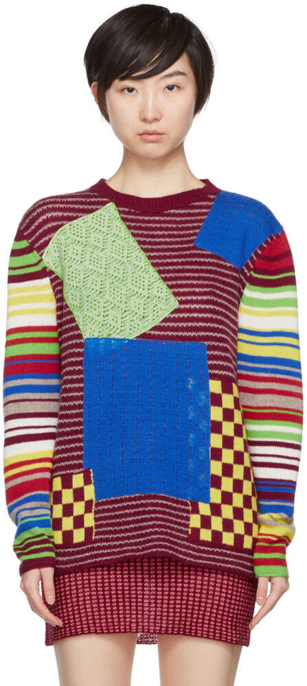 The Elder Statesman Red Patchwork Sweater Cover