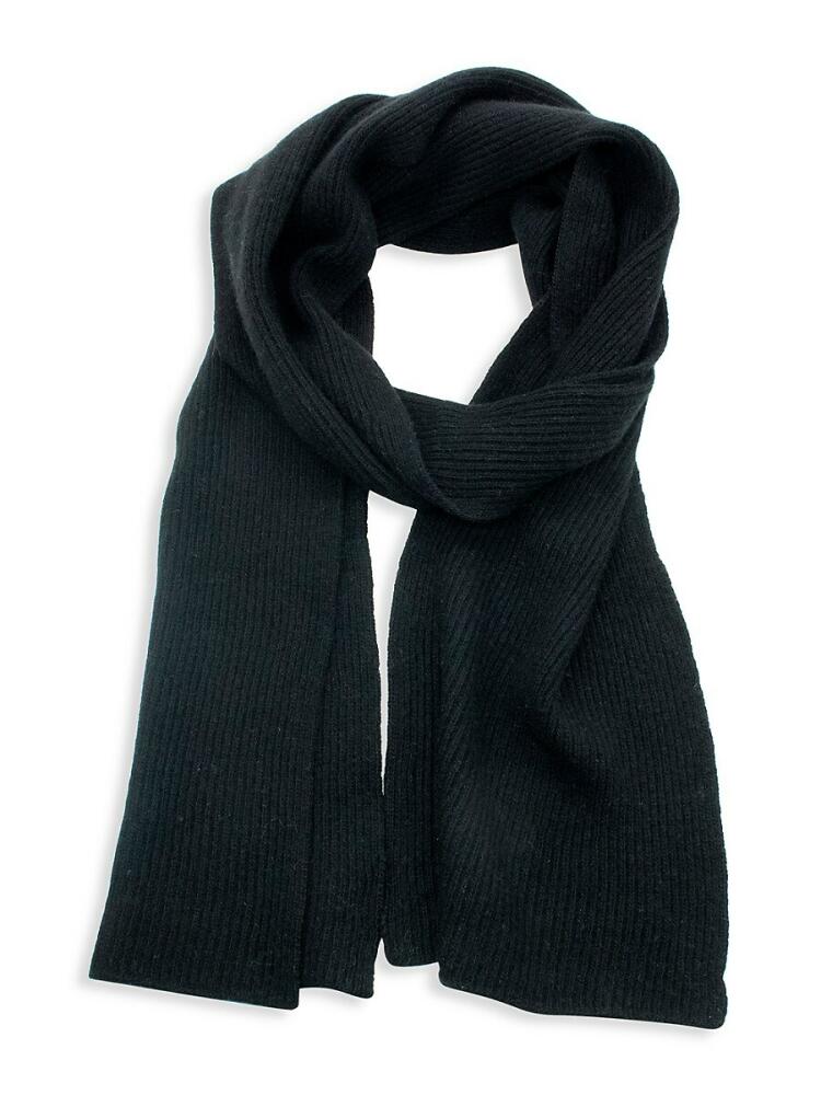 Portolano Men's Cashmere Ribbed Scarf - Black Cover