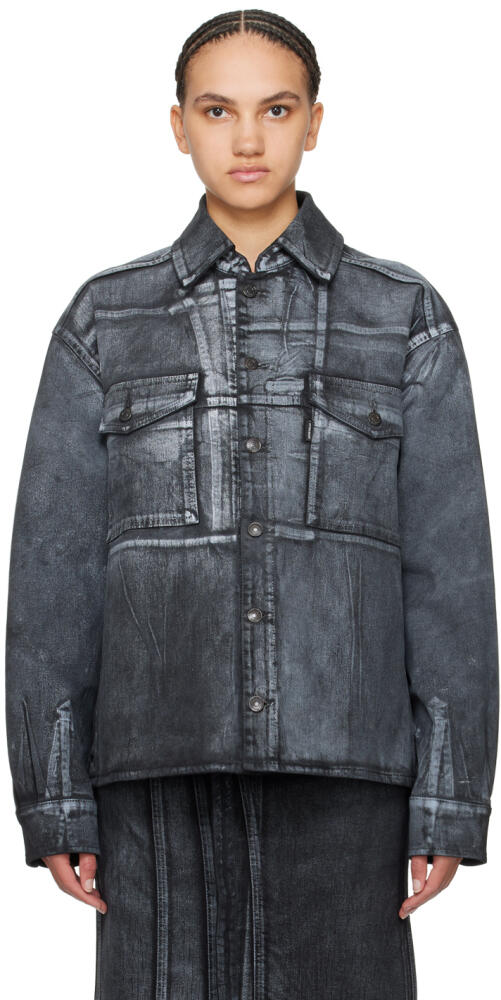 Ottolinger Black Printed Denim Shirt Cover