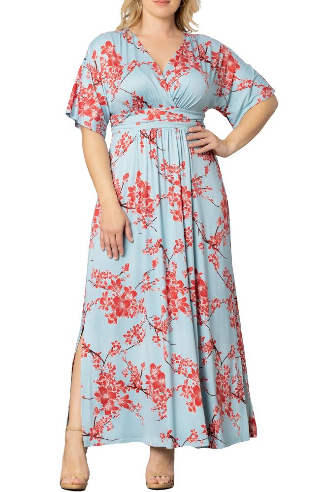 Kiyonna Vienna V-Neck Maxi Dress in Light/pastel Blue Cover