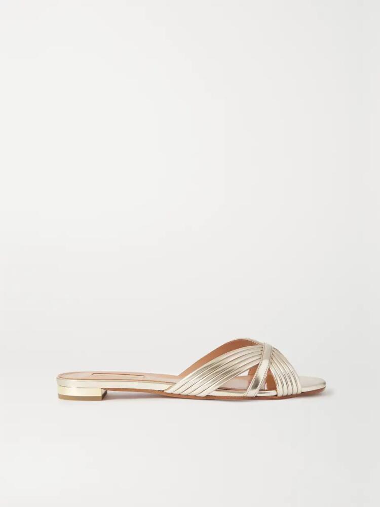 Aquazzura - Sundance Metallic Vegan Leather Slides - IT36 Cover