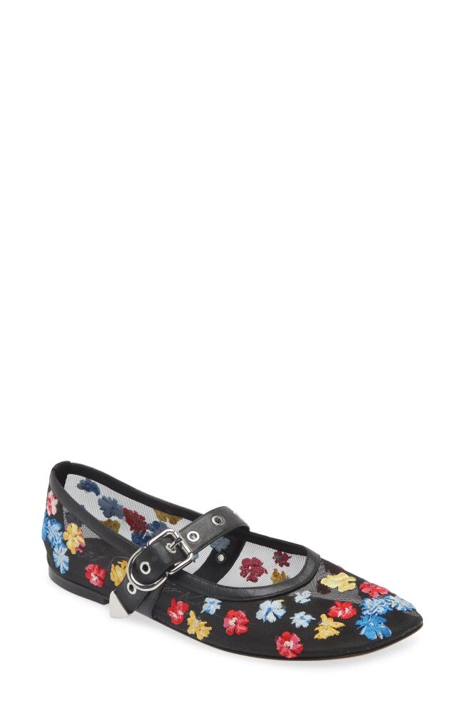 3.1 Phillip Lim Flowerworks Mesh Mary Jane Flat in Black Multi Cover