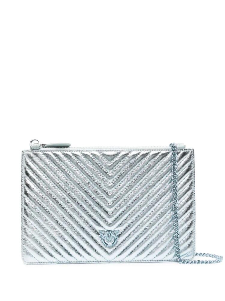 PINKO matelassé metallic clutch bag - Grey Cover