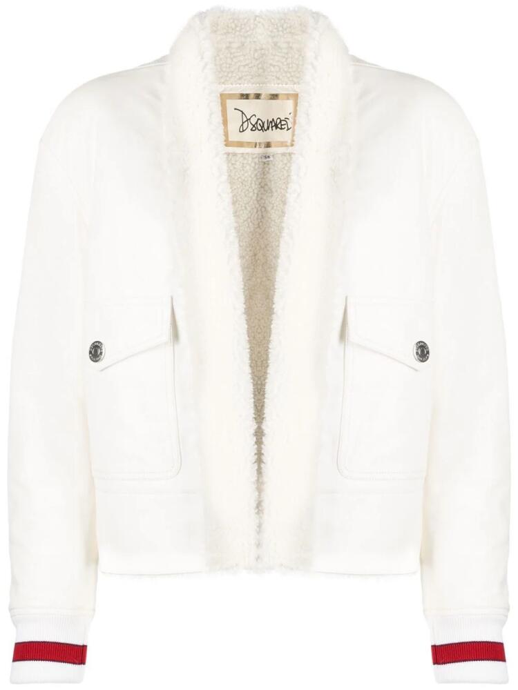 DSQUARED2 shearling shawl-lapel jacket - White Cover