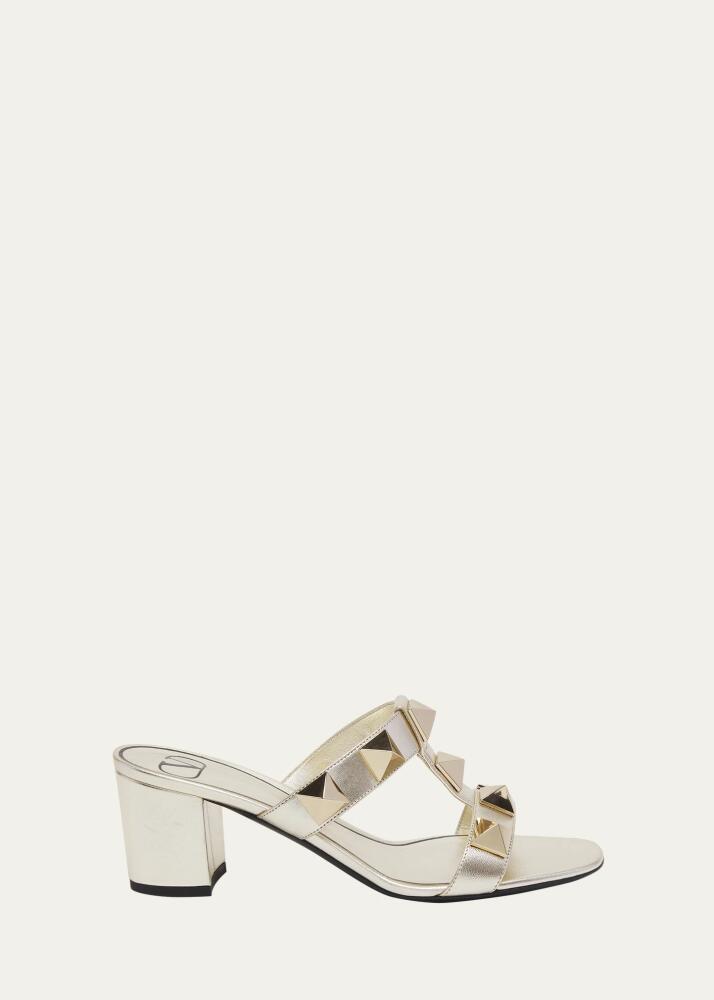 Valentino Garavani Roman Stud Metallic Slide Sandals Cover