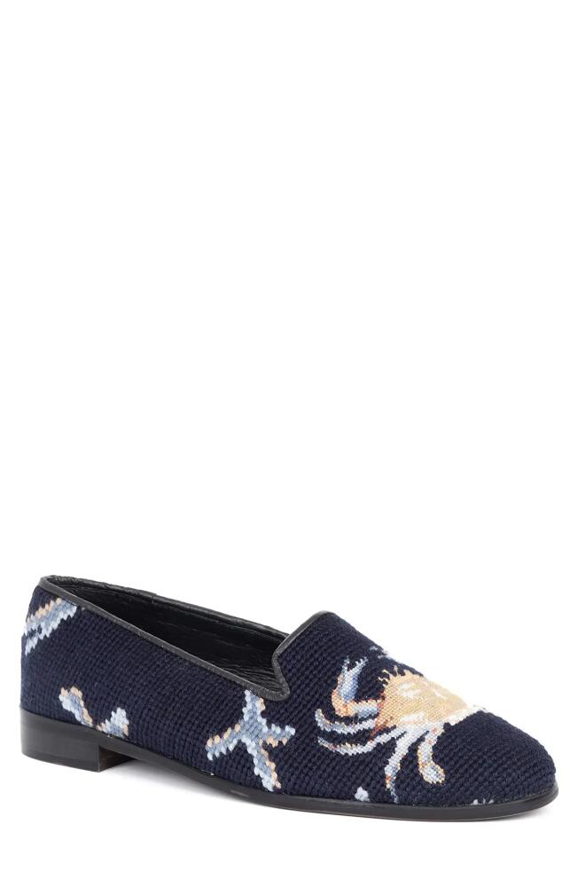 ByPaige BY PAIGE Needlepoint Crab Flat in Navy Cover