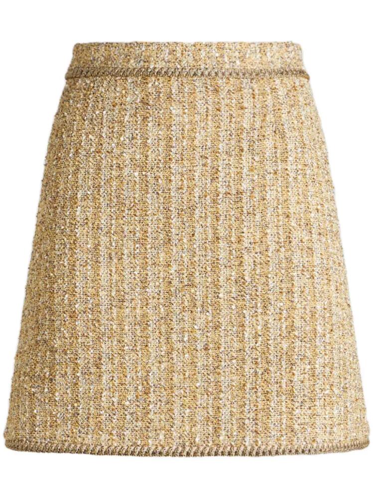 ETRO bouclé high-waisted mini skirt - Yellow Cover