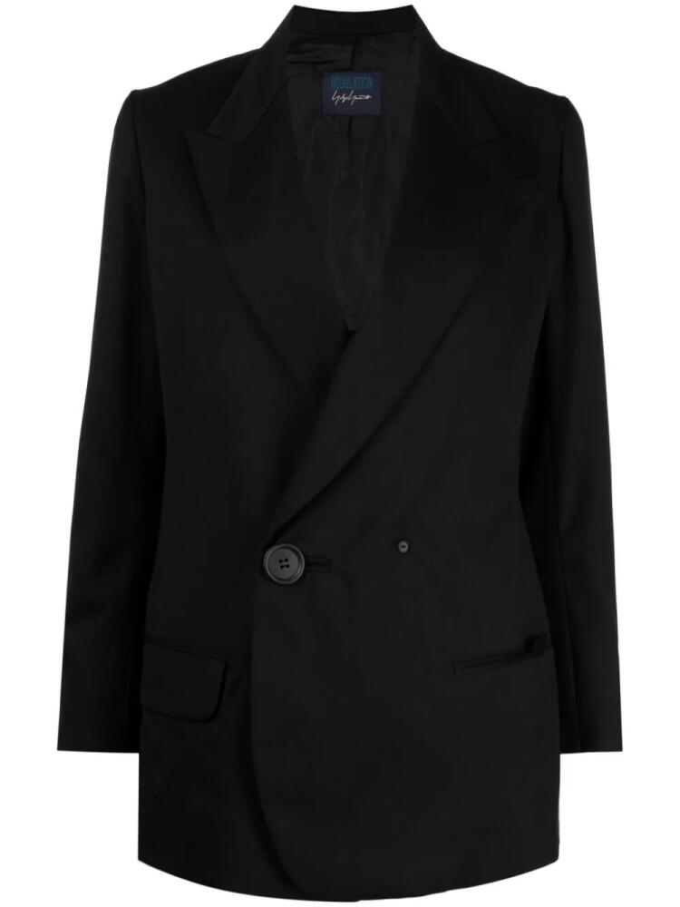 Yohji Yamamoto peak-lapels double-breasted blazer - Black Cover