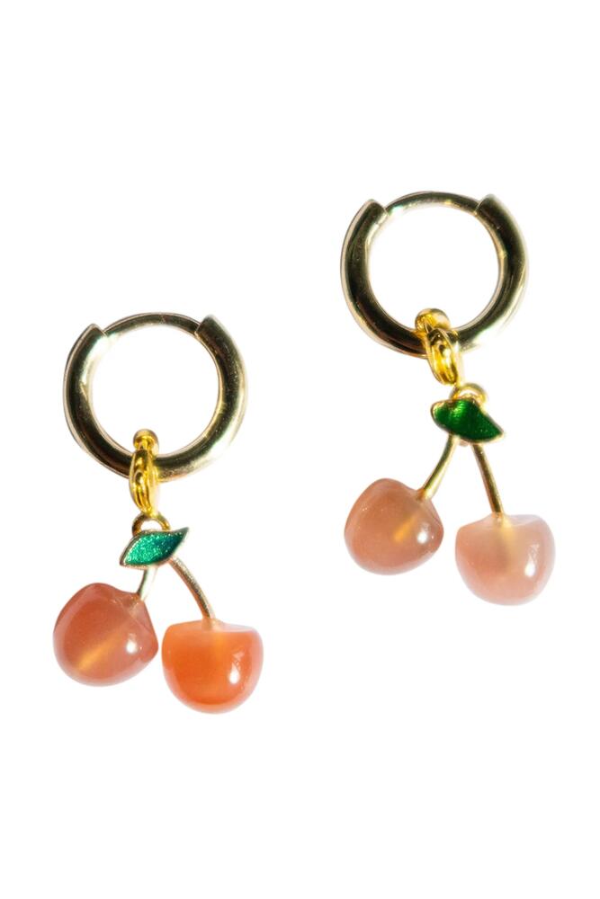 seree Harvest Cherry Jade stone charm earrings in Pink Cover