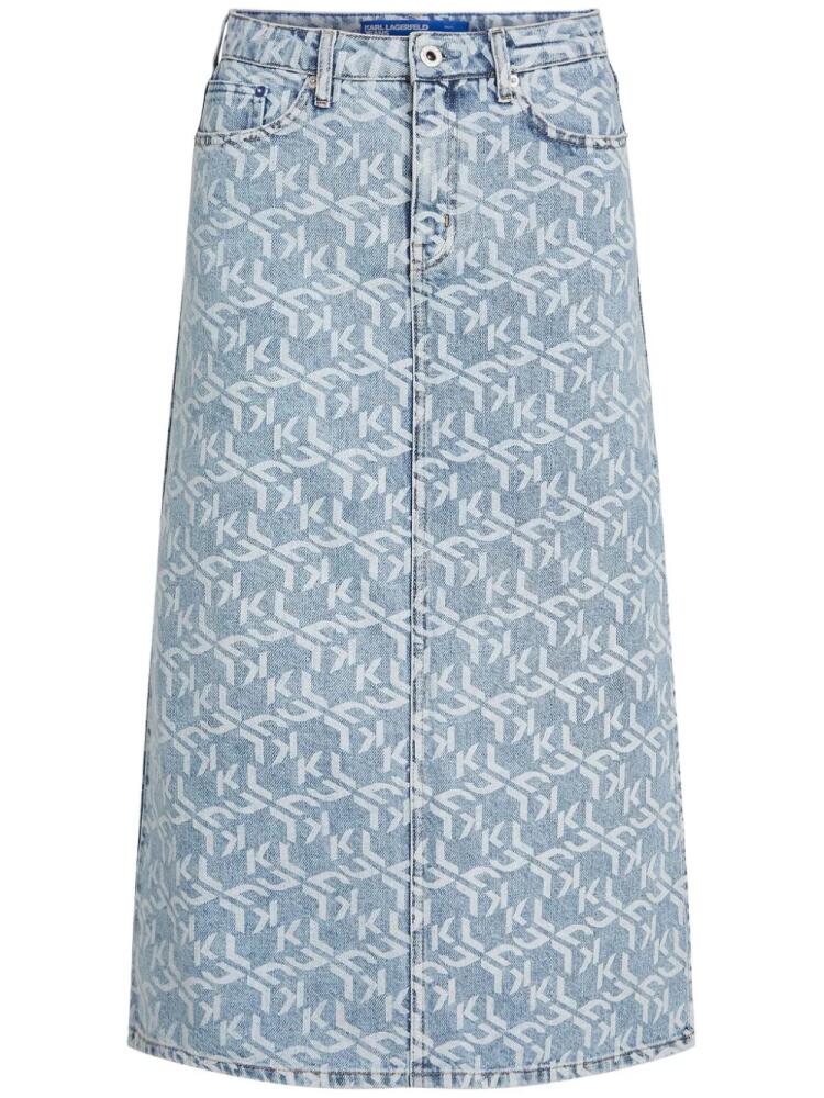 Karl Lagerfeld Jeans monogram-print denim maxi skirt - Blue Cover