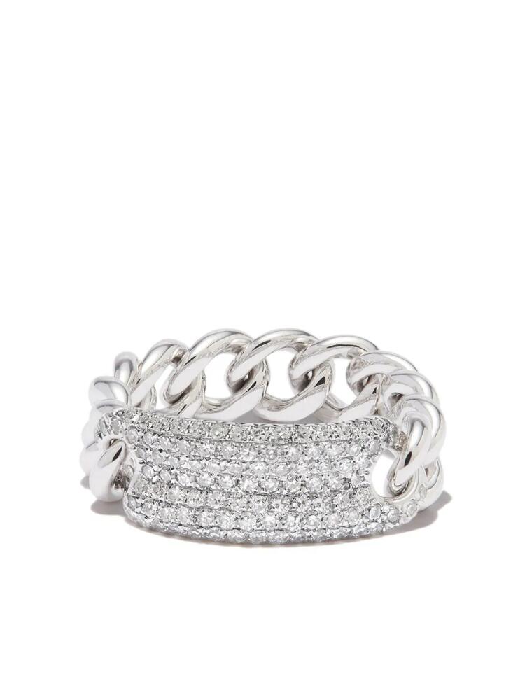 SHAY 18kt white gold ID mini link diamond ring - Silver Cover