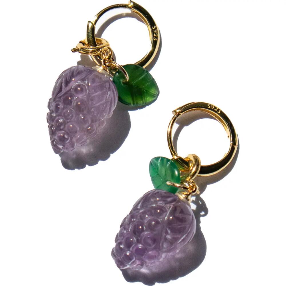 seree Harvest Grape Jade stone charm earrings in Purple Cover