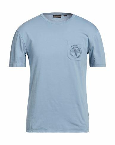 Napapijri Man T-shirt Slate blue Cotton Cover