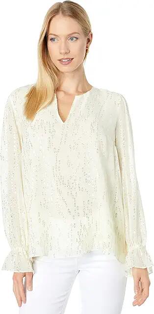 Lilly Pulitzer Ellarey Silk Top (Coconut Fish Clip Chiffon) Women's Clothing Cover