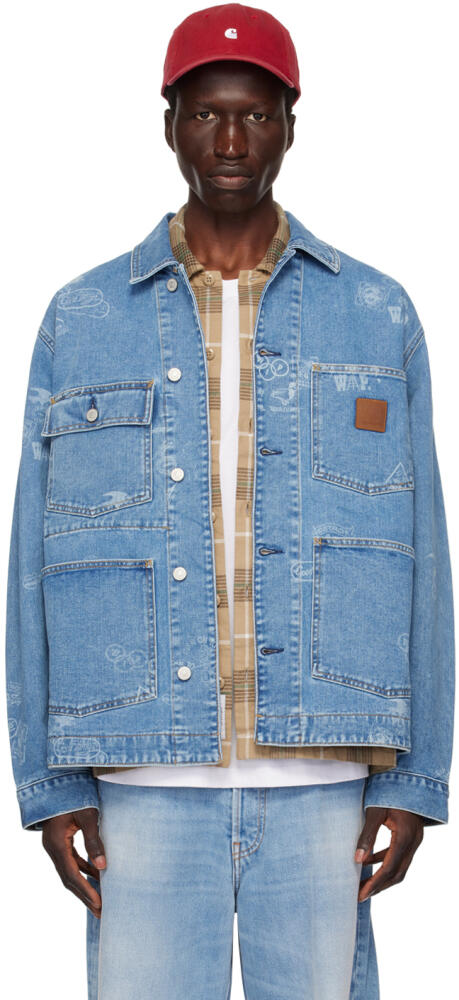 Carhartt Work In Progress Blue Stamp Print Denim Jacket Cover