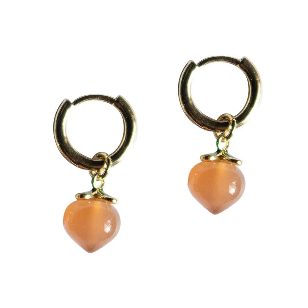 seree Harvest Peach Jade stone charm earrings in Pink Cover