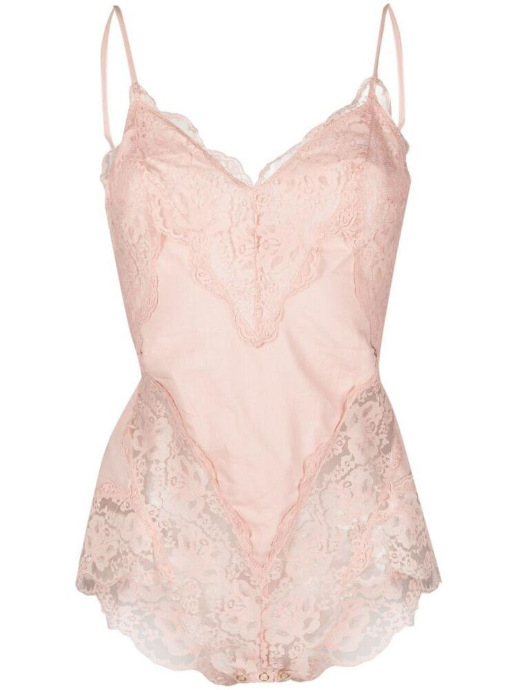 ZIMMERMANN lace-trimmed cotton bodysuit - Pink Cover