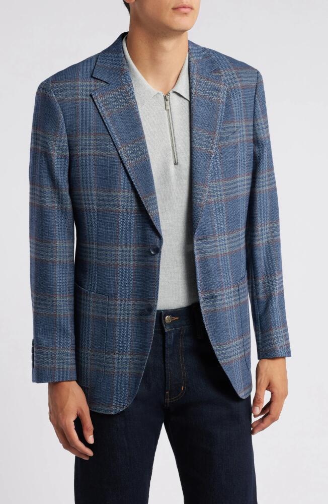 Nordstrom Classico Plaid Stretch Sport Coat in Blue- Burgundy Plaid Cover