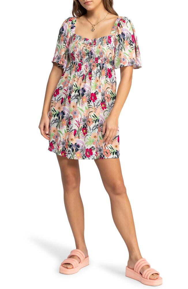 Roxy Golden Dawn Floral Minidress in Ash Rose Wallflower Cover